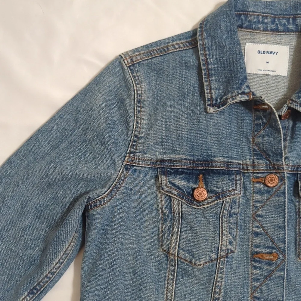 Old Navy MODIFIED Raw Hem Denim Trucker Jacket, Color Blue Size M - Picture 4 of 15